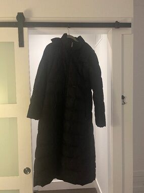 Long Black Puffer Winter Coat Parka